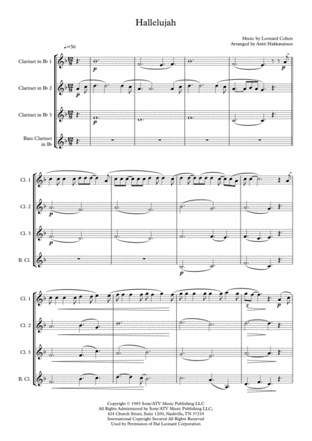 Hallelujah Clarinet Quartet Page 2