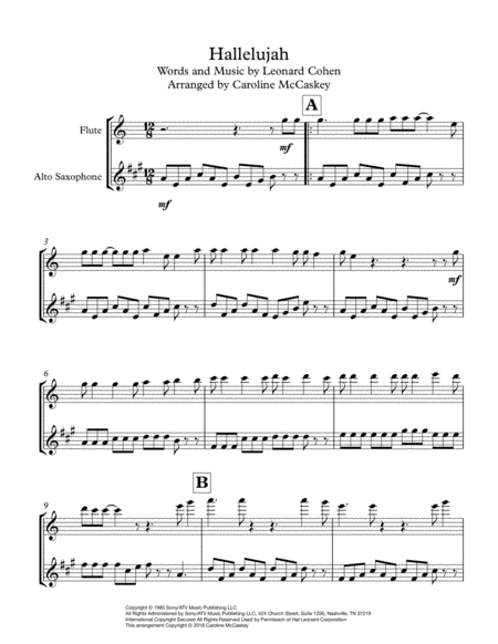 Hallelujah Flute And Alto Sax Duet Page 2