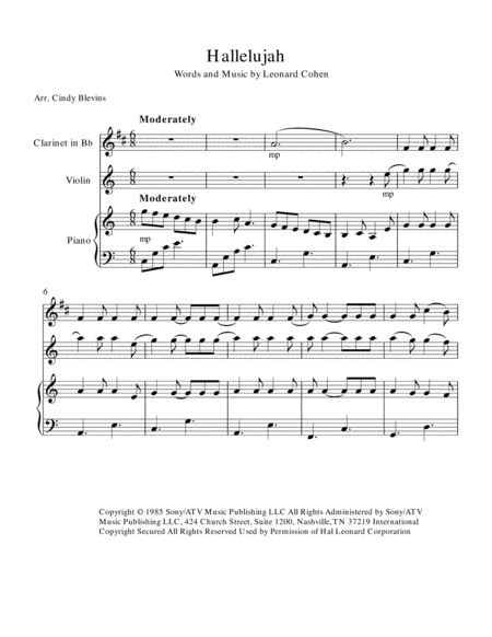 Hallelujah For Piano Clarinet And Piano Page 2