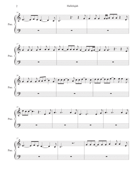 Hallelujah In The Easy Key Of C Easy Piano Page 2