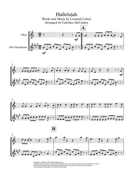 Hallelujah Oboe And Alto Sax Duet Page 2