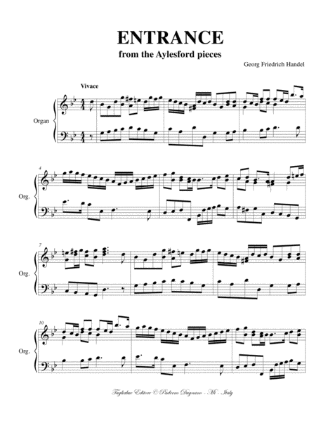 Handel Entrance From The Aylesford Pieces For Piano Organ Page 2