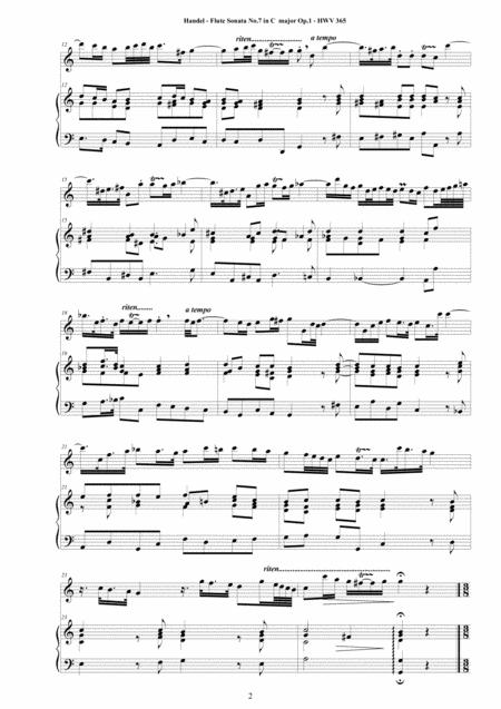 Handel Flute Sonata No 7 In C Major Op 1 Hwv 365 For Flute And Harpsichord Or Piano Page 2