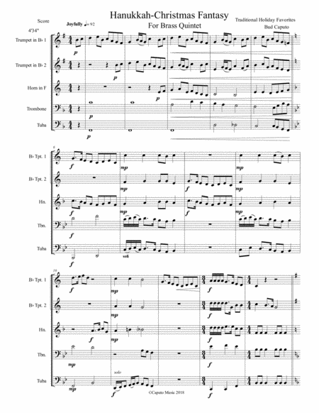 Hanukkah Christmas Fantasy For Brass Quintet Page 2