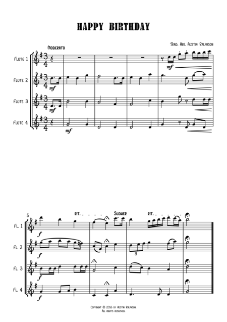 Happy Birthday Flute Quartet Page 2