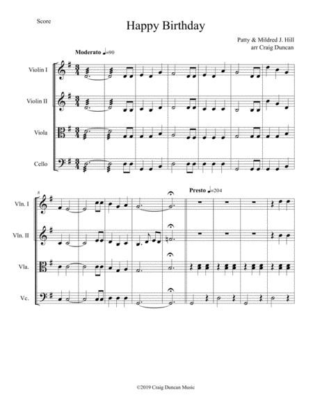 Happy Birthday For String Quartet Or Trio Page 2