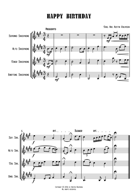 Happy Birthday Sax Quartet Page 2