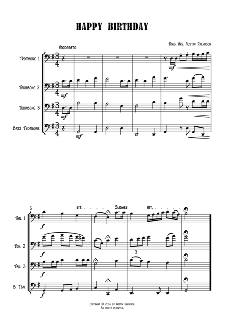 Happy Birthday Trombone Quartet Page 2