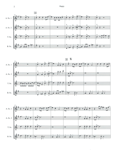 Happy For Saxophone Quartet Satb Or Aatb Page 2