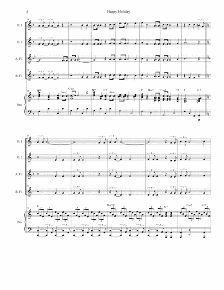 Happy Holiday For Flute Choir And Piano Page 2