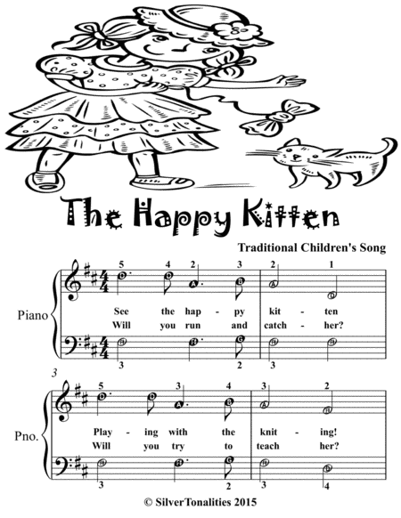 Happy Kitten Easiest Piano Sheet Music For Beginner Pianists Tadpole Edition Page 2