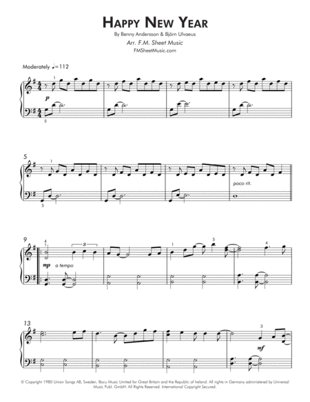 Happy New Year Easy Piano Page 2