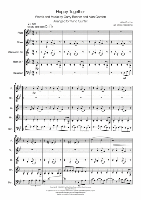 Happy Together For Woodwind Wind Quintet Page 2