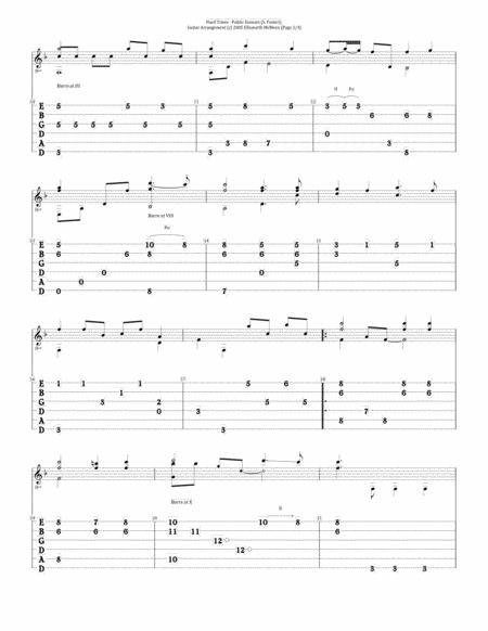 Hard Times Come Again No More For Fingerstyle Guitar Tuned Drop D Page 2