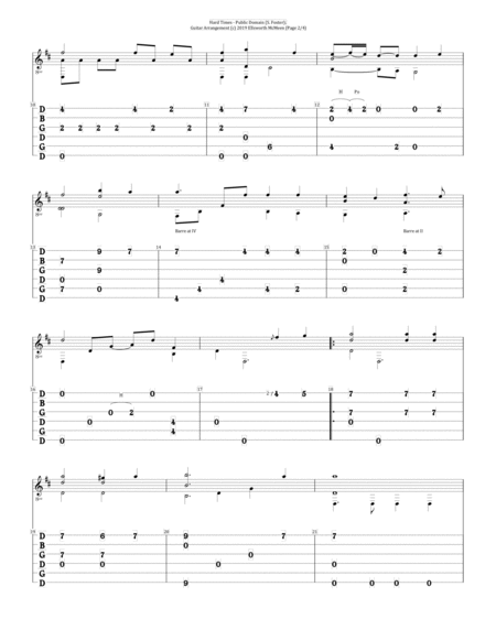 Hard Times Come Again No More For Fingerstyle Guitar Tuned Open G Dgdgbd Page 2