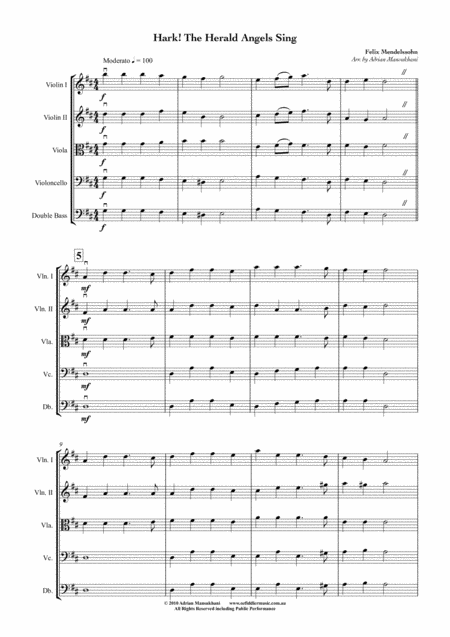 Hark The Herald Angels Sing By Felix Mendelssohn Arranged For String Orchestra Page 2