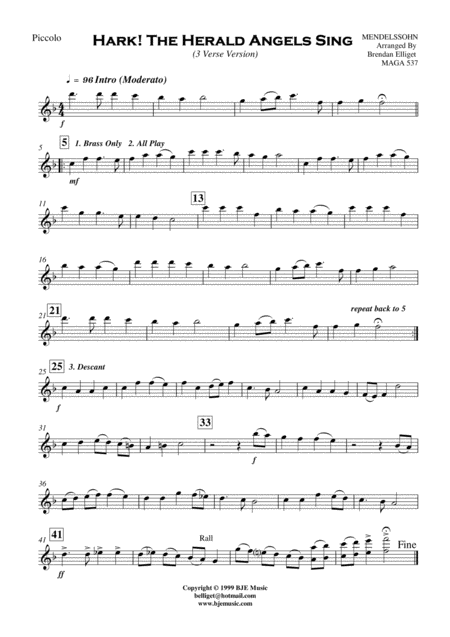 Hark The Herald Angels Sing Concert Band Score And Parts Page 2