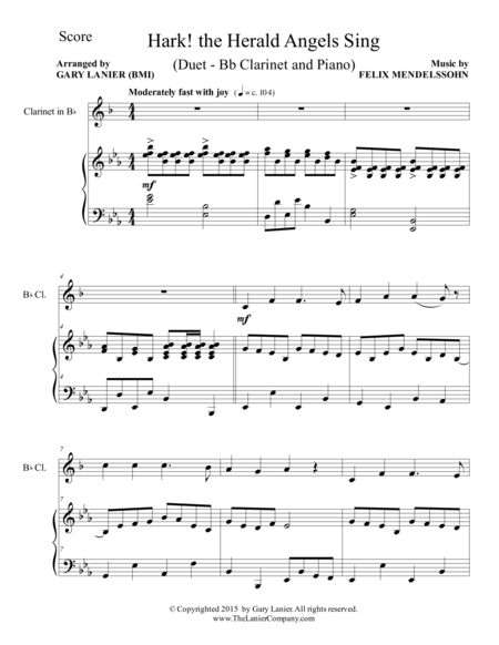 Hark The Herald Angels Sing Duet Bb Clarinet And Piano Score And Parts Page 2