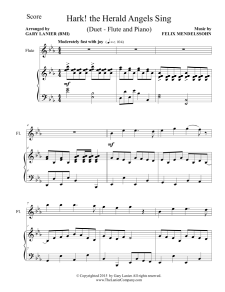 Hark The Herald Angels Sing Duet Flute And Piano Score And Parts Page 2