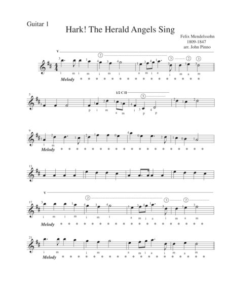 Hark The Herald Angels Sing For Classical Guitar Quartet Page 2
