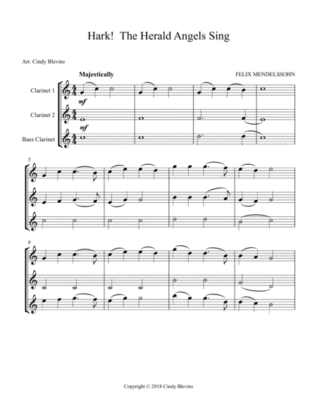 Hark The Herald Angels Sing For Two Clarinets And Bass Clarinet Page 2