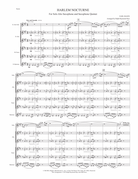 Harlem Nocturne For Solo Alto Sax And Sax Quintet Page 2