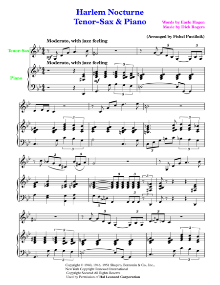 Harlem Nocturne For Tenor Sax And Piano Page 2