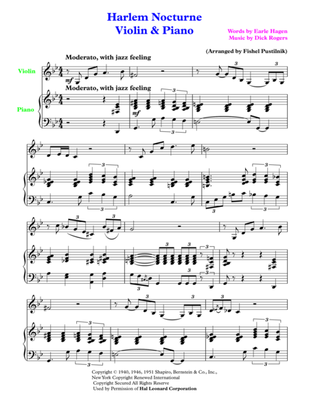 Harlem Nocturne For Violin And Piano Page 2