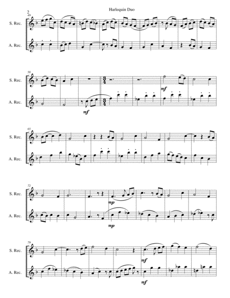 Harlequin Duo Duetto D Arlecchino For Soprano And Alto Recorders Page 2