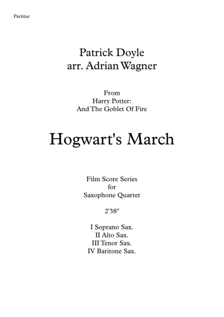 Harry Potter Hogwarts March Saxophone Quartet Satb Arr Adrian Wagner Page 2