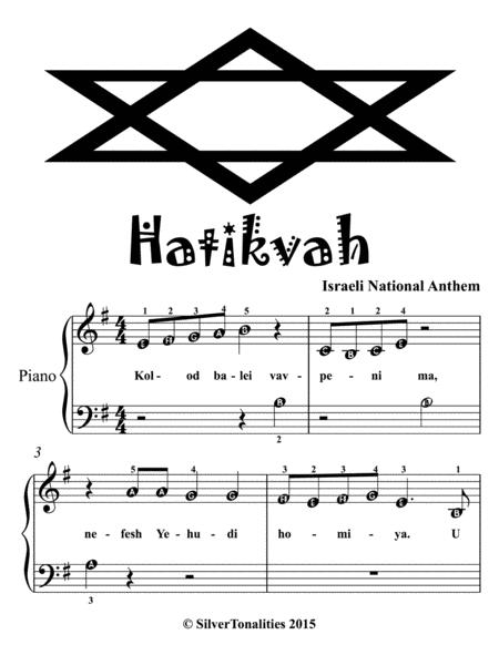 Hatikvah Beginner Piano Sheet Music Page 2