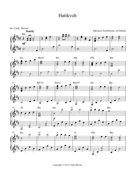 Hatikvoh Arranged For Double Strung Harp Page 2