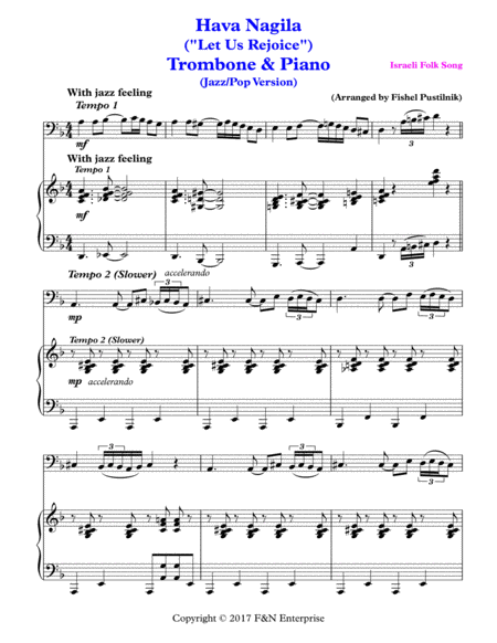 Hava Nagila For Trombone And Piano Jazz Pop Version Video Page 2