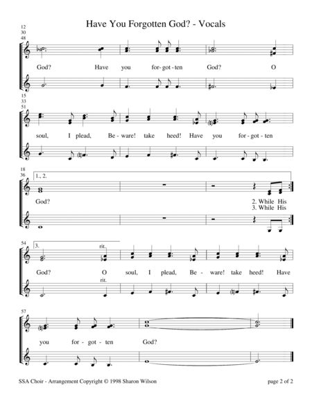 Have You Forgotten God For Ssa Or 3 Part Choir With Piano Accompaniment Page 2