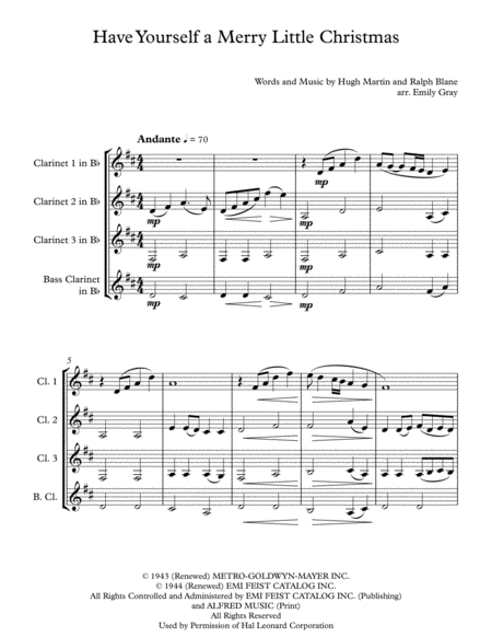 Have Yourself A Merry Little Christmas Clarinet Quartet Page 2