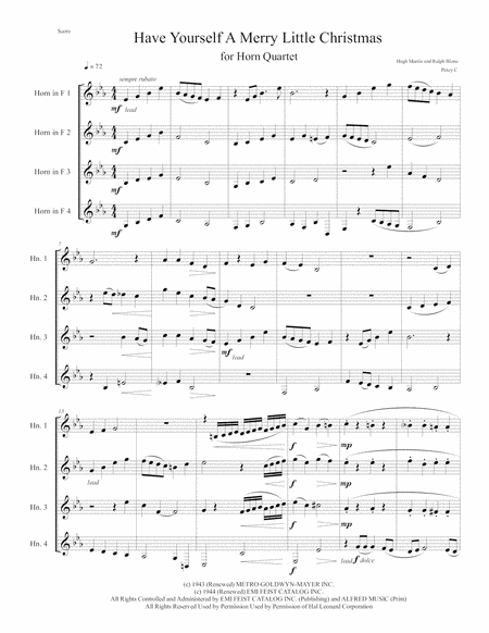 Have Yourself A Merry Little Christmas For Horn Quartet Page 2