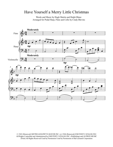 Have Yourself A Merry Little Christmas From Meet Me In St Louis Arranged For Harp Flute And Cello Page 2