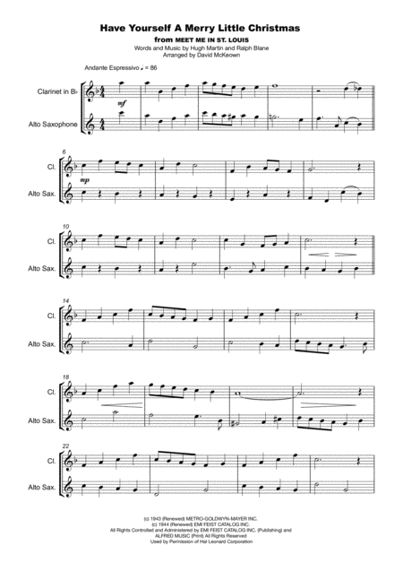 Have Yourself A Merry Little Christmas From Meet Me In St Louis Duet For Clarinet And Alto Saxophone Page 2