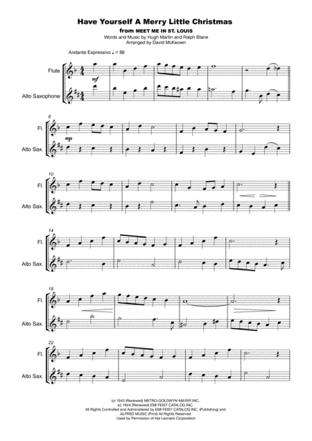 Have Yourself A Merry Little Christmas From Meet Me In St Louis Duet For Flute And Alto Saxophone Page 2