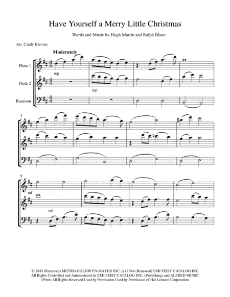 Have Yourself A Merry Little Christmas From Meet Me In St Louis For Two Flutes And Bassoon Page 2