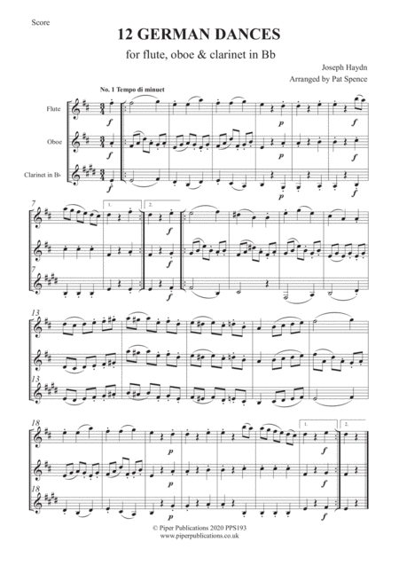 Haydn 12 German Dances For Flute Oboe Clarinet Page 2