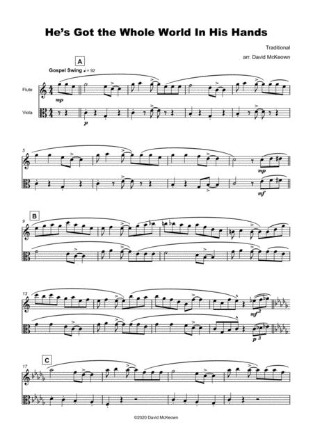 He Got The Whole World In His Hands Gospel Song For Flute And Viola Duet Page 2