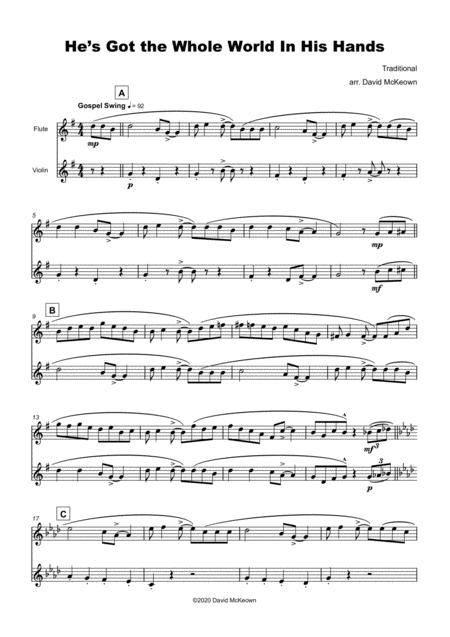 He Got The Whole World In His Hands Gospel Song For Flute And Violin Duet Page 2