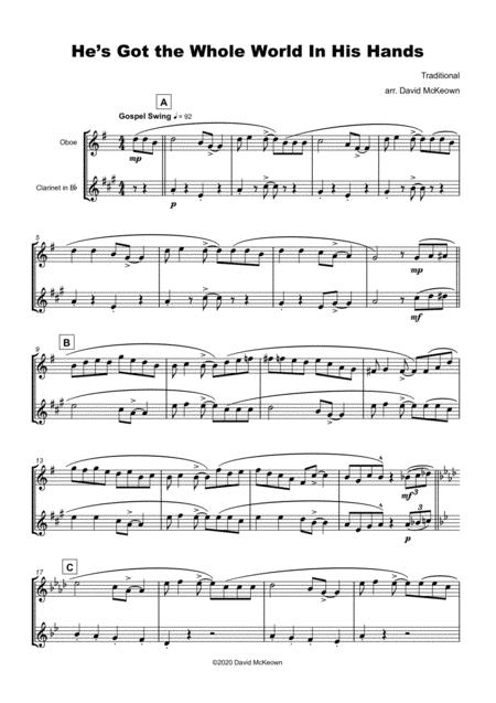 He Got The Whole World In His Hands Gospel Song For Oboe And Clarinet Duet Page 2