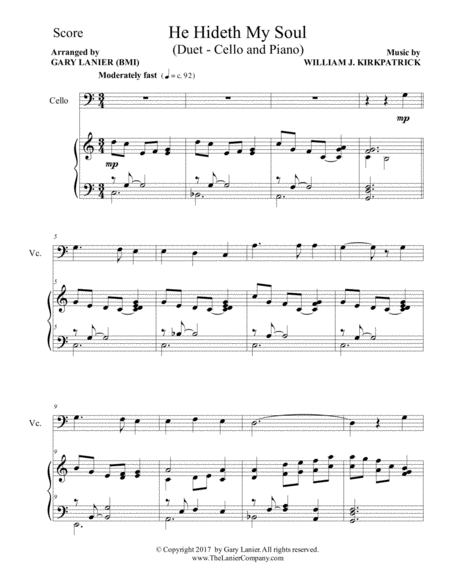 He Hideth My Soul Duet Cello Piano With Score Part Page 2