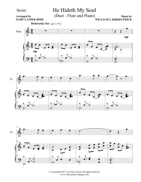 He Hideth My Soul Duet Flute Piano With Score Part Page 2