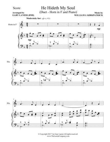 He Hideth My Soul Duet Horn In F Piano With Score Part Page 2