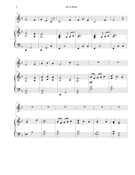 He Is Born A Christmas Duet For Oboe And Piano Page 2