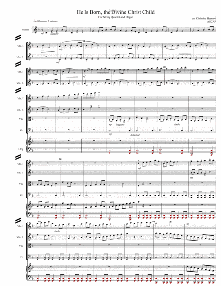 He Is Born String Quartet And Organ Page 2