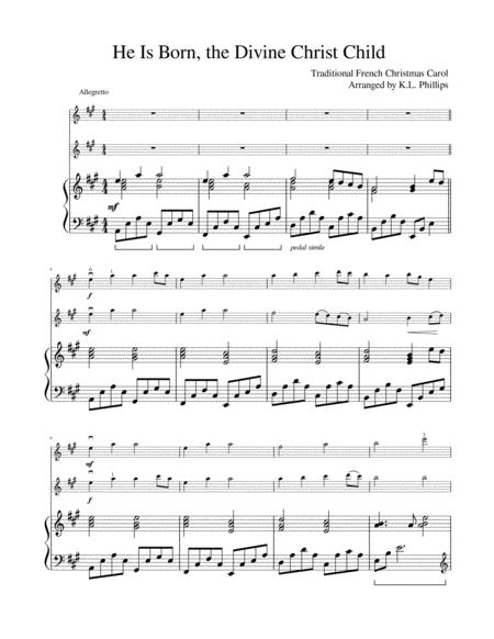 He Is Born The Divine Christ Child Violin Duet With Piano Accompaniment Page 2